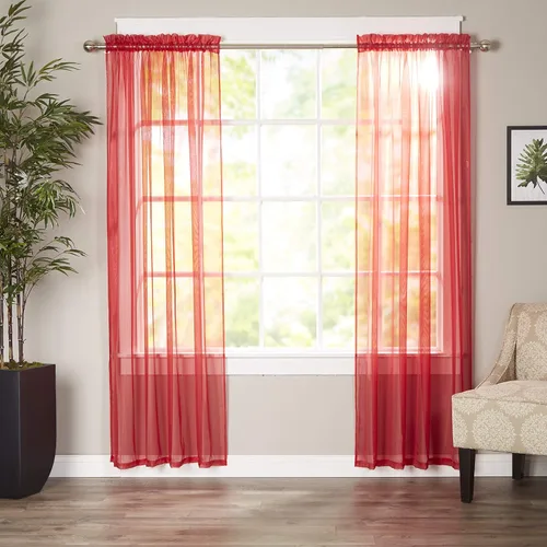 Miniatura 25 de Elegant Comfort - Cortinas transparentes de lujo con bolsillo para barra para cocina, dormitorio y sala de estar, Microfibra, Beige