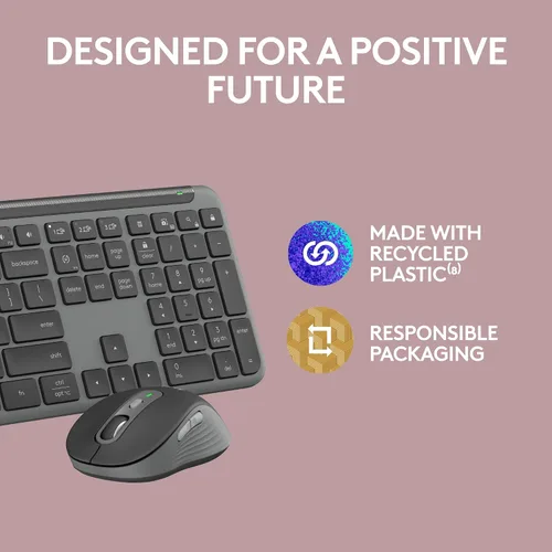 Miniatura 12 de Logitech MK955 Signature Slim - Combo de teclado y mouse inalámbricos delgados, para manos más grandes, escritura y clics silenciosos, cambia entre