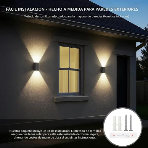 Miniatura 8 de Lámpara solar de pared para exteriores, 3000/4000/6000K, 3 modos de iluminación del anochecer al amanecer, aplique de pared IP67, impermeable