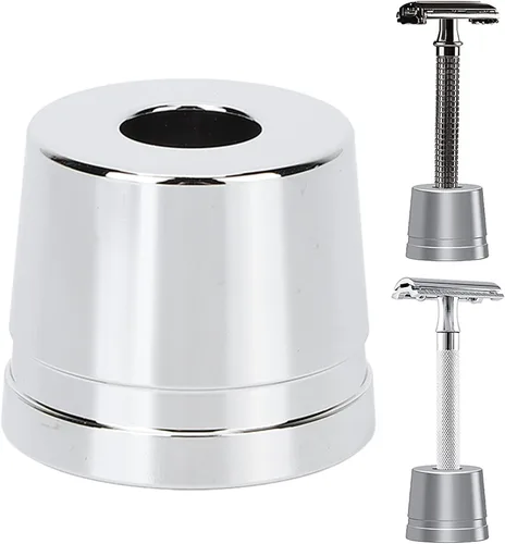 Miniatura 8 de Soporte multiusos, soporte para afeitadora de metal plateado, base de pedestal, tamaño compacto, regalo para hombres