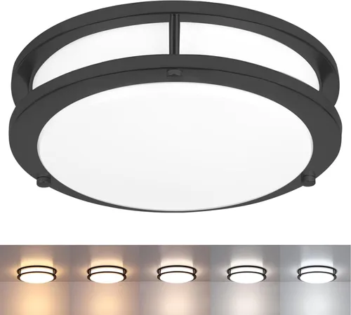 Miniatura 11 de Paquete de 2 Lámparas de Techo Negras, Lámpara de Techo LED de Montaje al Ras de 10 Pulgadas - Luces LED de Baño y Dormitorio Negro Mate