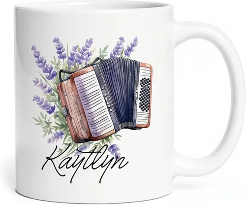 Miniatura 17 de Taza personalizada para músico 2023, taza de violín personalizada con nombre, violín y notas musicales, taza de cerámica de 11 oz y 15 onzas, taza
