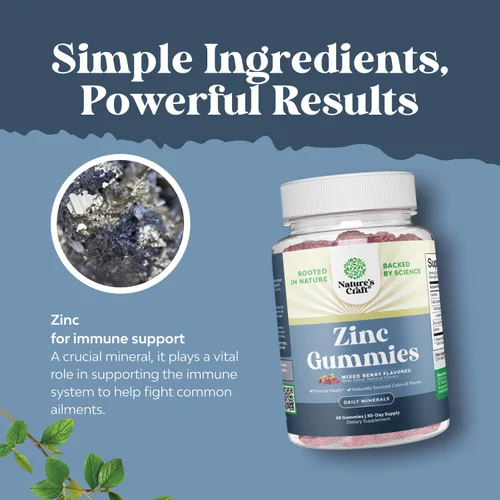 Miniatura 6 de Gomitas de zinc extra fuertes para adultos, suplementos de zinc masticables para mujeres y hombres para apoyo energético e inmunológico, vitaminas
