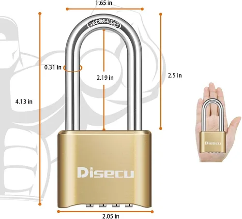 Miniatura 2 de Cerradura de combinación de 4 dígitos resistente, grillete de 2.5 pulgadas de largo, impermeable, para exteriores, para armario de gimnasio escolar