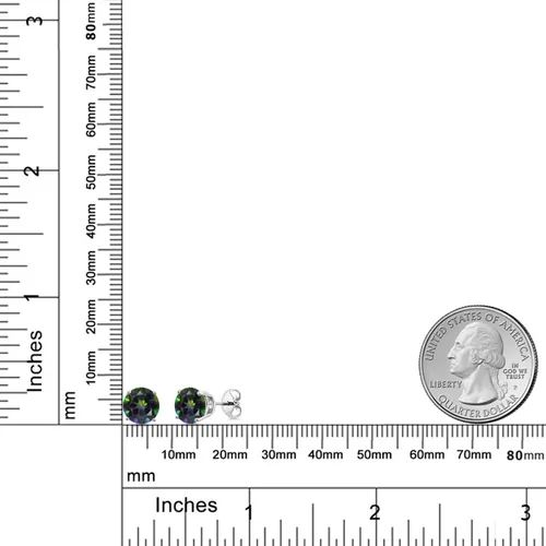 Miniatura 111 de Gem Stone King Aretes de plata de ley 925 con piedra natal redonda de 0.276 in para mujer