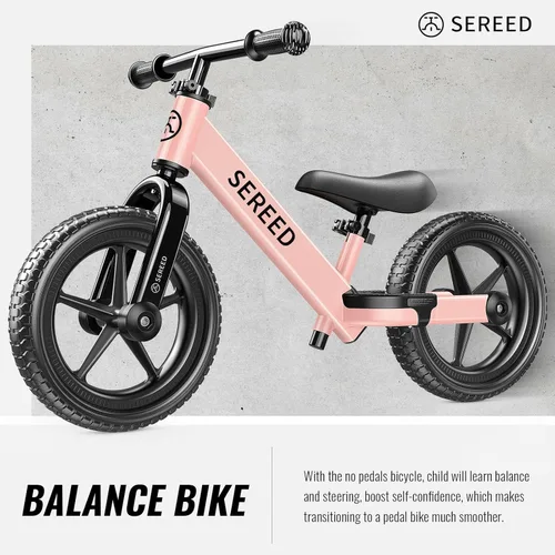 Miniatura 9 de SEREED Bicicleta de equilibrio para niños de 2 a 5 años, sin pedales, ajuste sin herramientas, placa personalizable con calcomanías, regalo para Rosa