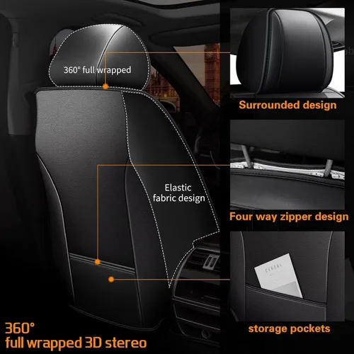 Miniatura 2 de DISUTOGO Fundas de Asiento Delantero para Coche Compatibles con Subaru Forester 2007-2024 2025 Fundas de Asiento de Cuero Sintético Impermeables