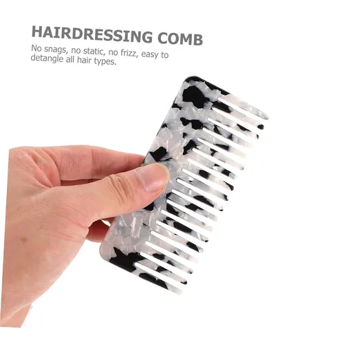 Miniatura 6 de Beaupretty Peine de dientes anchos antiestático de 4.52 pulgadas para desenredar cabello húmedo y seco con agarre cómodo y masaje en el cuero