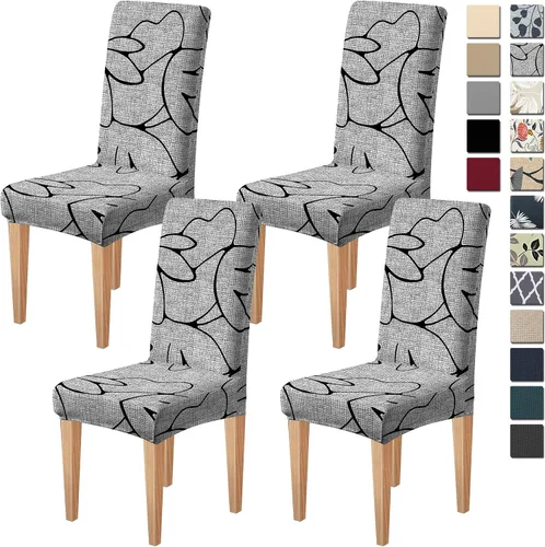 Miniatura 37 de Dioxide Fundas de Silla de Alto Estirar para Sillas de Comedor, Juego de Fundas de Silla de Comedor Lavables de 4, Fundas de Asiento de Silla