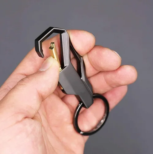 Miniatura 6 de 2 paquetes de aleación de zinc resistente a los arañazos llavero de coche clip bobina Cool Ring hebilla llavero regalo de negocios para hombre gris