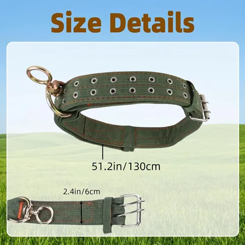 Miniatura 4 de DOITOOL Collar de lona para cuello de vaca, correa ajustable de nailon grueso de tracción para ganado con 2 filas de hebilla de metal para granja