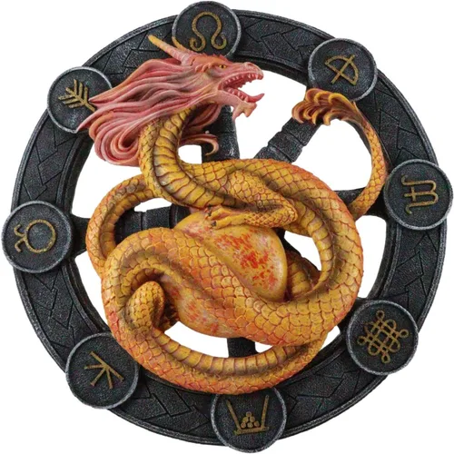 Miniatura 13 de Ebros Gift Wicca Neo Paganism Sabbats Rueda del Año Fantasía Dragón con Símbolos Sagrados Decoración de Pared Escultura por Anne Stokes Dragons