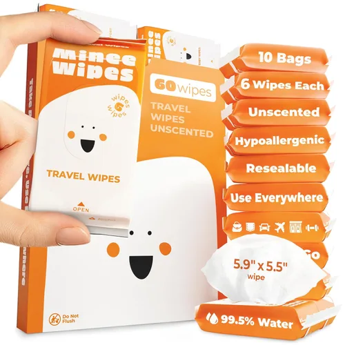 Miniatura 12 de Toallitas de Viaje Imposibiliblemente Compactas - 99.5% de Agua - Seguras para Piel Sensible y Hipoalergénicas, Recerradables, Gruesas y Duraderas