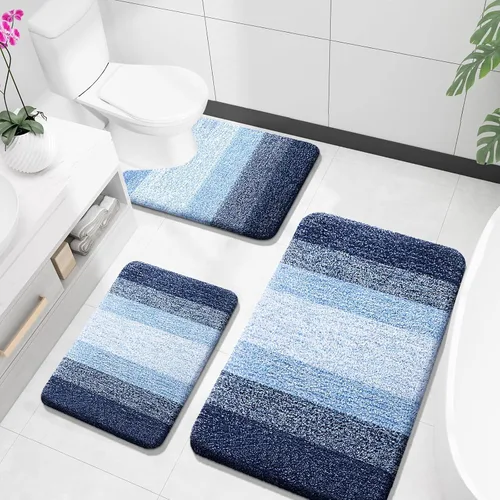 Miniatura 61 de OLANLY Juego de alfombras de baño de 3 piezas, alfombras de baño de microfibra suave y absorbente y alfombra de inodoro de contorno en forma de U