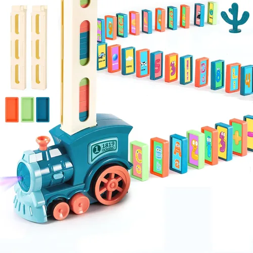 Miniatura 7 de Juego de 200 juguetes de tren de dominó, juego creativo de construcción y apilamiento automático para niños de más de 3 años, juguetes Montessori