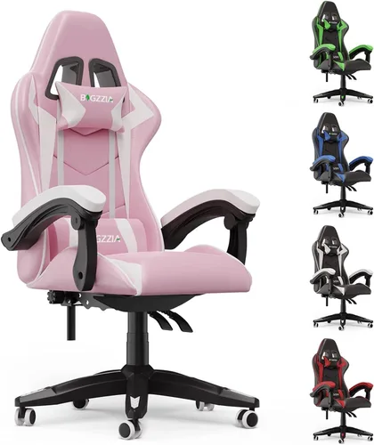 Miniatura 10 de Silla de juegos Bigzzia, silla de juego de computadora con soporte lumbar, sillas de videojuegos cómodas para adultos y niños, silla de jugador