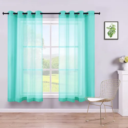 Miniatura 59 de KOUFALL Cortinas traslúcidas de 120 pulgadas de 2 paneles con ojales, juego extra largo de 10 pies de largo, cortinas altas para ventana grande, 52