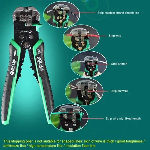 Miniatura 5 de Herramienta pelacables, pelacables, cortador automático de cables, ajuste de 8 AWG a 26 AWG con resortes, herramientas de pelado de cables