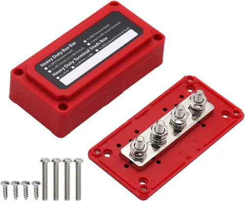 Miniatura 7 de Caja de barra de bus de 300 A (negro) con cubierta 4 pernos de 5/16 pulgadas (M8) Barra colectora de bloque de distribución de energía de 300