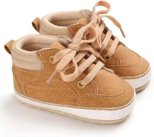 Miniatura 5 de BENHERO Baby Girls Boys PU Leather Shoes Toddler Infant First Walker Soft Sole High-Top Ankle Sneakers Newborn Crib Shoes