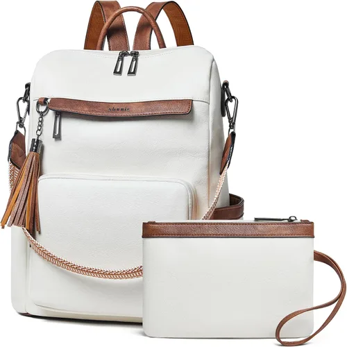 Miniatura 27 de Shrrie - Mochila vegana de cuero para laptop de 14 pulgadas para mujer, mochila de trabajo, mochila de moda, mochila de viaje, bolso para negocios