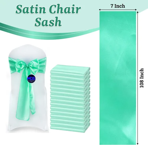 Miniatura 124 de mds - Lote de 10 lazos de satén para sillas de boda y eventos, para decoración de fiestas, 30 colores, Satin, 10 Verde oliva