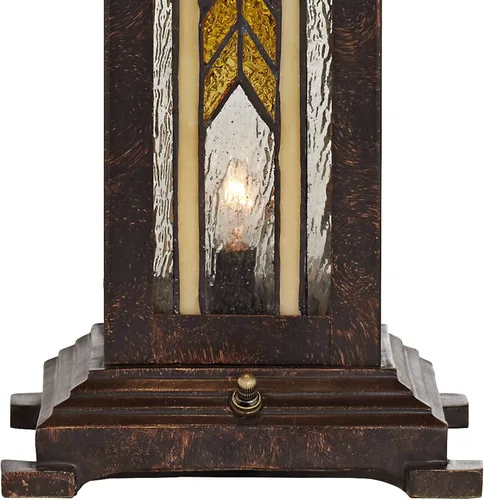 Miniatura 5 de Franklin Iron Works Drake Mission Collection 25 1/2" de alto, lámpara de mesa estilo Tiffany de estilo granja rústico sudoccidental, luz nocturna