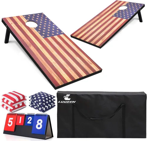 Juego de tablas de Cornhole de 4 x 2 pies, tableros de Cornhole de tamaño reglamentario prémium con 8 bolsas de frijoles para todo tipo de clima,