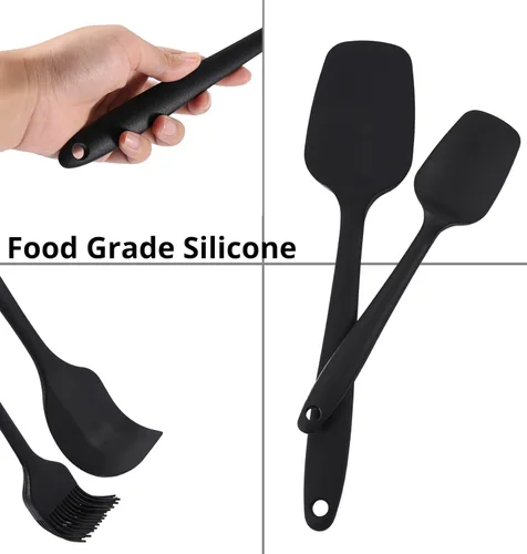 Miniatura 4 de Juego de 6 espátulas de silicona, espátula de goma resistente al calor para uso en cocina, no tóxica, grado alimenticio, mango fuerte mejorado