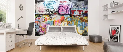 Miniatura 2 de OhPopsi, Mural de pared de graffiti, multicolor, calcomanía de pared, multicolor, impresión de letras, moderno, pintado, rectangular, 19.7 x 15.75