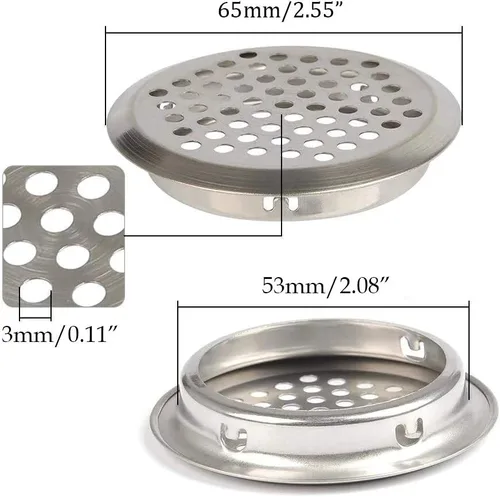 Miniatura 2 de 50 rejillas de ventilación circulares de 0.748 in de acero inoxidable de ventilación redonda de malla de ventilación para cocina, baño, armario
