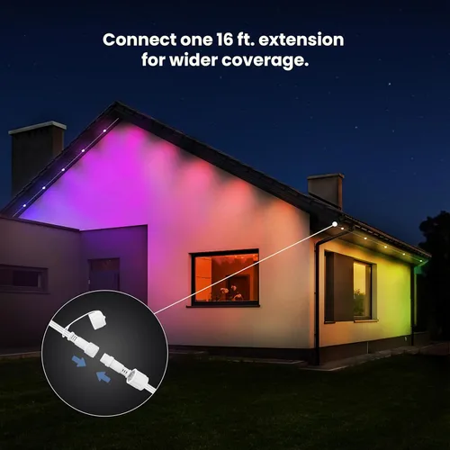 Miniatura 5 de Feit Electric Luces permanentes para exteriores, luces inteligentes RGBIC, luces LED de Navidad de 50 pies, luz debajo de los aleros habilitada
