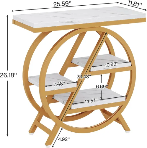 Miniatura 2 de Tribesigns Juego de Mesas Auxiliares de 2, Mesa Lateral Moderna de Mármol Falso para Sala de Estar, Mesa Auxiliar Estrecha de 3 Niveles para Sofá