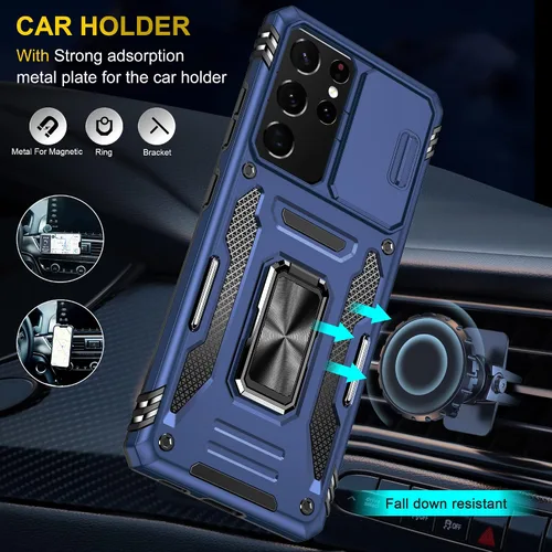 Miniatura 3 de Asuwish Funda de teléfono para Samsung Galaxy S21 Ultra Glaxay S21ultra 5G con protector de pantalla y cubierta deslizante para cámara deslizante