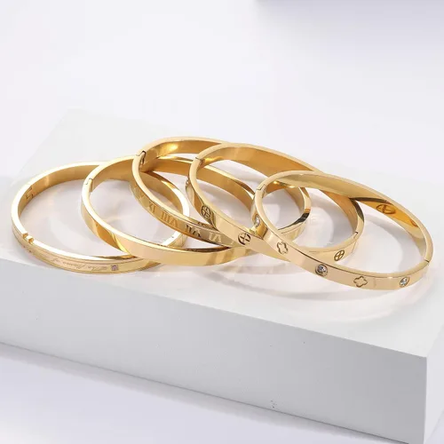Miniatura 5 de 18K Gold Plated Love Friendship Bracelet with Cubic Zirconia Stones Bangle Cuff Best Gifts with Crystal for Mother's Day Valentine's Day Wedding