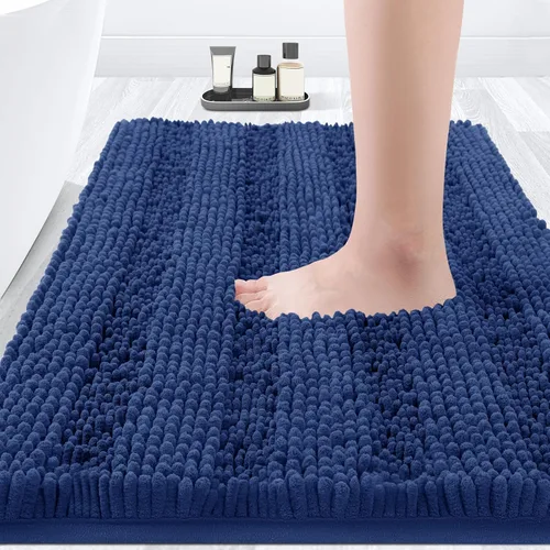 Miniatura 43 de ACCUMTEK - Juego de alfombras de baño a rayas beige de 3 piezas, ultrasuaves, antideslizantes de chenilla, alfombras de baño mullidas y absorbentes
