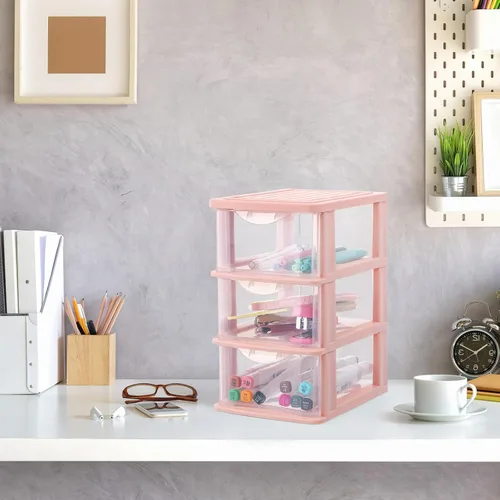 Miniatura 7 de Ipetboom Caja de almacenamiento transparente de escritorio, organizador de cajones de plástico, estuche de almacenamiento de cosméticos de 9.05 x