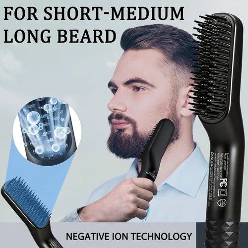 Miniatura 4 de Alisador de barba para hombres, cepillo térmico de alta calidad con función antiquemaduras, peine alisador de barba, regalo único para el día