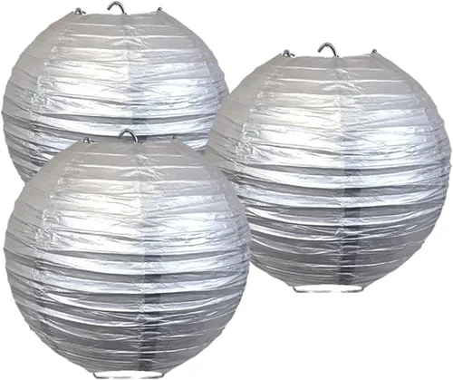 Miniatura 12 de Paquete de 3 linternas redondas de papel para decoración de boda y fiesta de cumpleaños (azul bebé, 4 pulgadas/3.9 in)