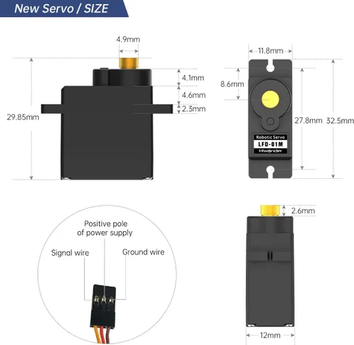 Miniatura 2 de 9G servo micro servo metal motor de engranaje anti bloqueo servo para robots DIY, LFD-01M, 1PCS