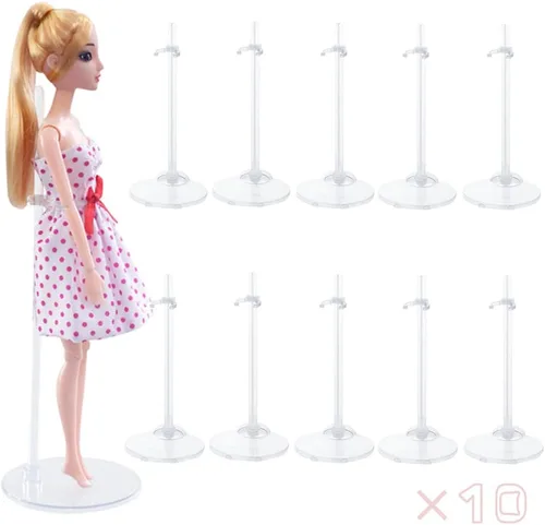 Miniatura 7 de 10 soportes para muñecas, soportes de soporte transparentes para muñecas, soporte de figura de acción con clip de cintura ajustable, mini base