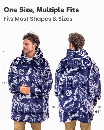 Miniatura 7 de Sudadera con manta deportiva para hombres y niños, manta portátil de gran tamaño para niños, adolescentes y adultos, sudadera con capucha