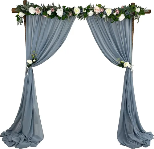 Miniatura 12 de Cortinas de fondo de gasa transparente de 10 x 10 pies (5 x 2 paneles), cortinas de tela de gasa para bodas, cortina larga transparente para sala