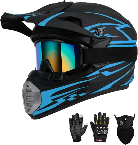 Miniatura 13 de Casco de motocross para niños y jóvenes aprobado por DOT, Casco de cara completa para ATV, moto de todoterreno y bicicleta de tierra para adultos