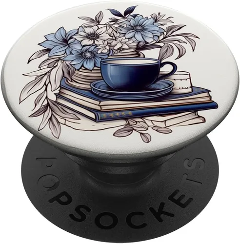 Miniatura 6 de Books Are My Therapy Lover Librarian Line Art Floral PopSockets MagSafe PopGrip para iPhone