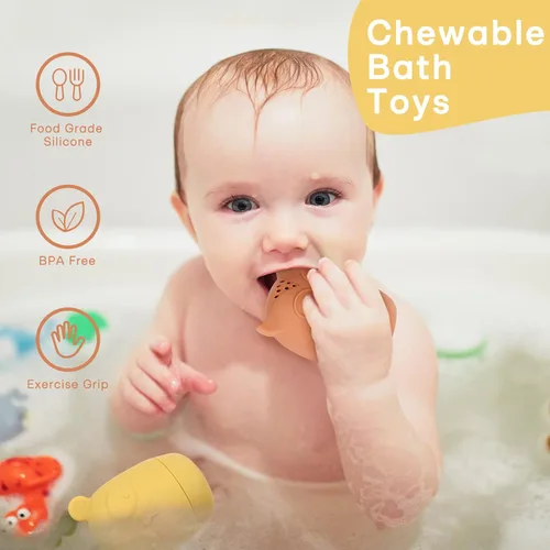 Miniatura 2 de Juguetes de baño de silicona, juguetes de bañera exprimibles para niños de 6 a 12 a 18 meses, juguetes de baño aptos para niños, juguetes de baby