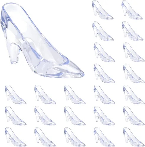 Mini zapatillas de princesa Cenicienta de plástico, tacones de cristal, decoraciones de fiesta para bodas, recuerdos de fiesta de cumpleaños, 3.5
