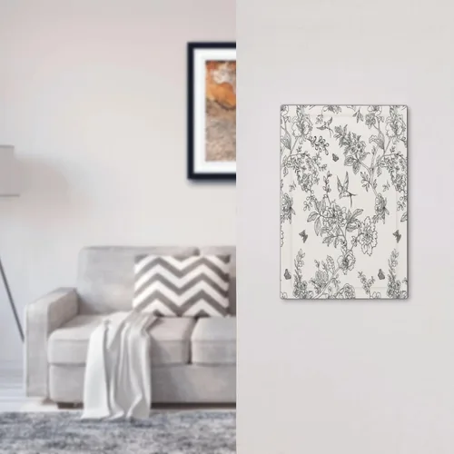 Miniatura 7 de Cubierta para interruptor de luz de 1 posición, diseño campestre de pájaros y flores en blanco y negro, sin dispositivo, placa de pared decorativa