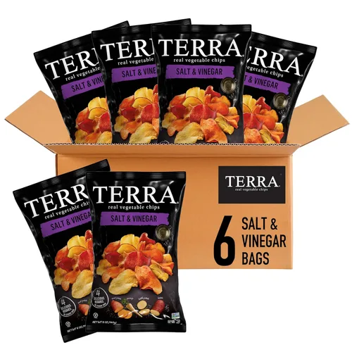 Miniatura 18 de Terra Papas fritas vegetales, Patatas dulces cortadas en ondas con sal marina, 5 onzas