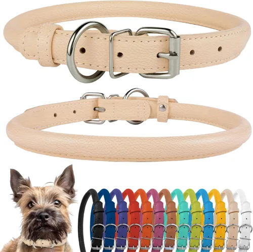 Miniatura 68 de CollarDirect Collar de perro con tachuelas, collares de cuero para mascotas para perros pequeños, medianos y grandes, acolchado suave, marrón, negro